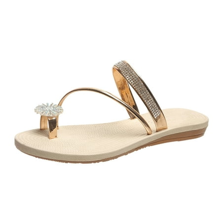 Newest Women Flat Sandals Unique Design For Wife 35 Gold