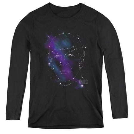Trevco Sportswear CBS1317-WL-5 Womens Star Trek & Spock Constellations - Long Sleeve Tee, Black - 2X