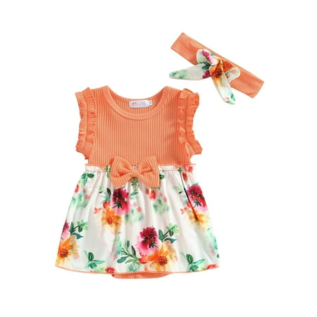 Binpure Infant Baby Girls Romper Dress Floral Print Knit Rib Patchwork Sleeveless Crew Neck Jumpsuits Bodysuits with Headband
Binpure Infant Baby Girls Romper Dress Floral Print Knit Rib Patchwork Sleeveless Crew Neck Jumpsuits Bodysuits with Headband
