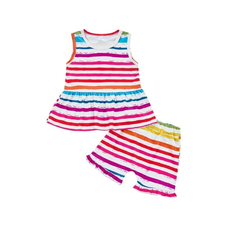 ZIYIXIN 2Pcs Girls Summer Outfits Sleeveless Round Neck A-Line Tops + Colorful Striped Shorts Sets Colorful 2-3 Years
ZIYIXIN 2Pcs Girls Summer Outfits Sleeveless Round Neck A-Line Tops + Colorful Striped Shorts Sets Colorful 2-3 Years