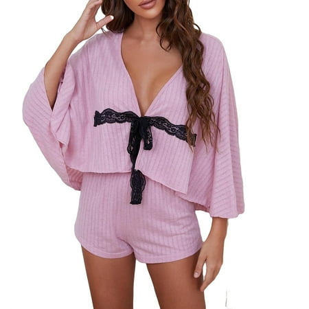 2pcs Set Casual Colorblock Deep V Neck Short Sets Long Sleeve Pink Women s Pajama Sets (Women s)
2pcs Set Casual Colorblock Deep V Neck Short Sets Long Sleeve Pink Women s Pajama Sets (Women s)