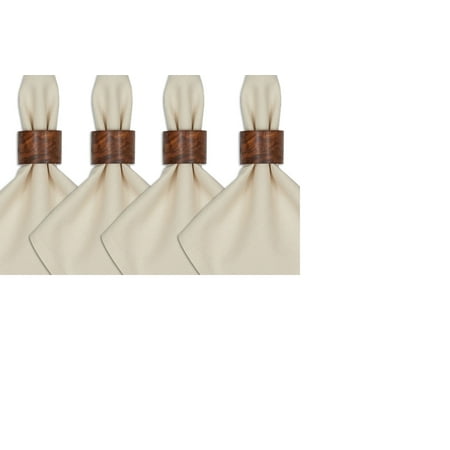 Set of 4 Brown Rustic Stained Band Napkin Rings 2