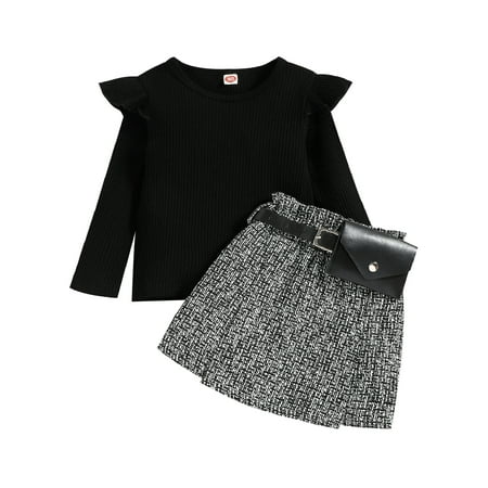 Musuos Baby Girl Long Sleeve Knit Pullover Tops A-Line Plaid Mini Skirt with Waist Bag
Musuos Baby Girl Long Sleeve Knit Pullover Tops A-Line Plaid Mini Skirt with Waist Bag