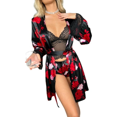 SpringTTC Women Valentine s Day Gift 3Pcs Outfits Nightwear Lace Floral Print Pajamas Sets
SpringTTC Women Valentine s Day Gift 3Pcs Outfits Nightwear Lace Floral Print Pajamas Sets