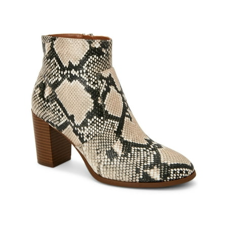 STYLE & COMPANY Womens Beige Animal Print Round Toe Block Heel Zip-Up Dress Booties 10