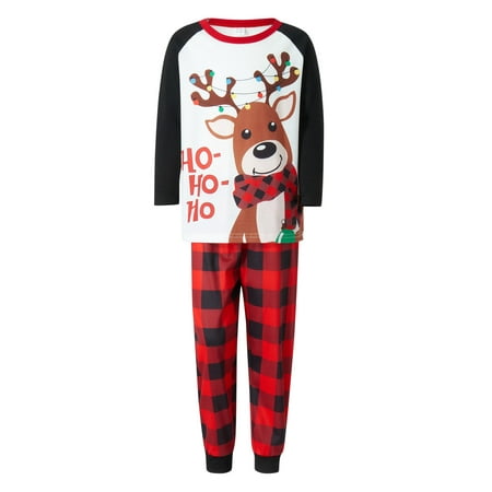 Gureui Christmas Matching Family Pajamas Set Long Sleeve Cute Cartoon Elk Letter Print T-Shirt + Plaid Pants Sleepwear Set for Adult/Kid/Baby
Gureui Christmas Matching Family Pajamas Set Long Sleeve Cute Cartoon Elk Letter Print T-Shirt + Plaid Pants Sleepwear Set for Adult/Kid/Baby