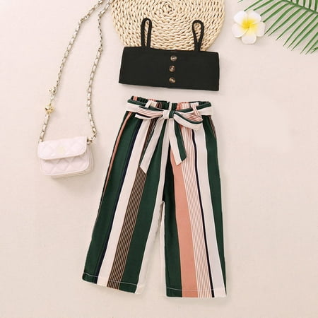 Gotyou Girl s Toddler 2 Pieces Outfits Solid Color Buttons Sling Tank Tops And Stripe Wide-Leg Pants Summer Set
Gotyou Girl s Toddler 2 Pieces Outfits Solid Color Buttons Sling Tank Tops And Stripe Wide-Leg Pants Summer Set