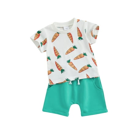 HOANSELAY Baby Boys Easter Shorts Sets Short Sleeve Carrot Print Tops and Solid Color Shorts Sets
HOANSELAY Baby Boys Easter Shorts Sets Short Sleeve Carrot Print Tops and Solid Color Shorts Sets