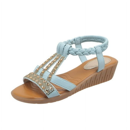 Summer New Arrival Korean Style Fashionable Fish Beak Set Feet Wedge Heel Fashionable Casual Large Size Bohemian Rhinestone Sandals
Summer New Arrival Korean Style Fashionable Fish Beak Set Feet Wedge Heel Fashionable Casual Large Size Bohemian Rhinestone Sandals
