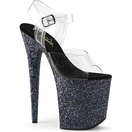 Women s Pleaser Flamingo-808LG Glitter Ankle Strap Sandal