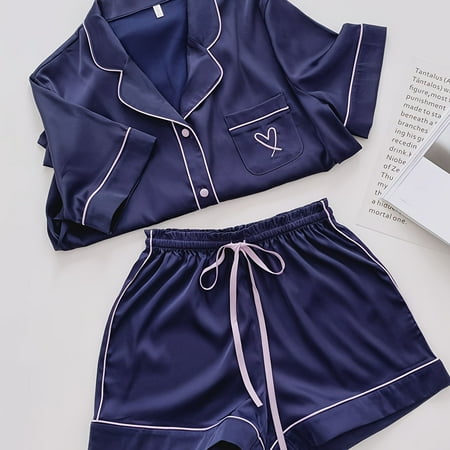 Solid Color Pajama Set Silk Feeling Loose Casual Short Sleeve Set Women‘s Sleepwear Set
Solid Color Pajama Set Silk Feeling Loose Casual Short Sleeve Set Women‘s Sleepwear Set