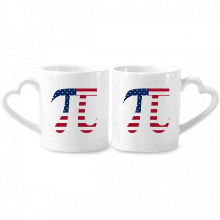 

Pi American Flag Country Art Deco Fashion Couple Porcelain Mug Set Cerac Lover Cup Heart Handle