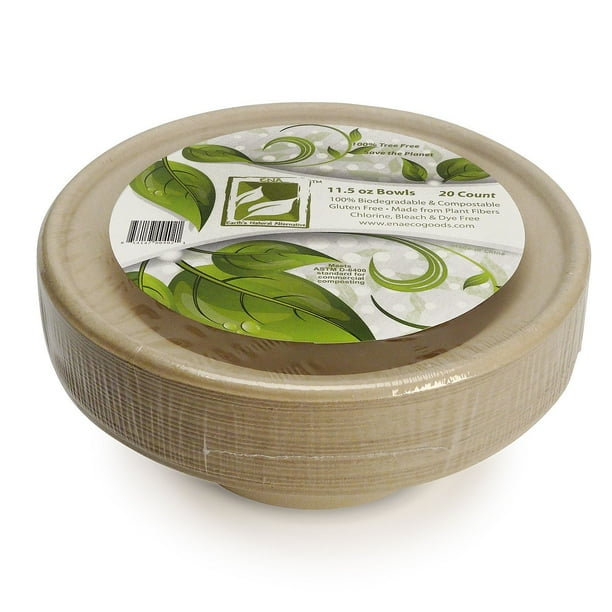 Natural Compostable Plant Fiber 12 Oz Bowls, 20 Count