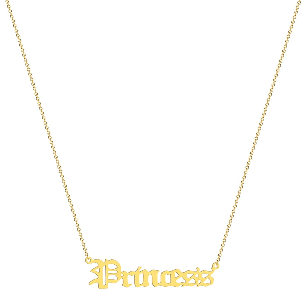 Gold Plated Initial Letter Princess Necklace For Women Stainless Steel