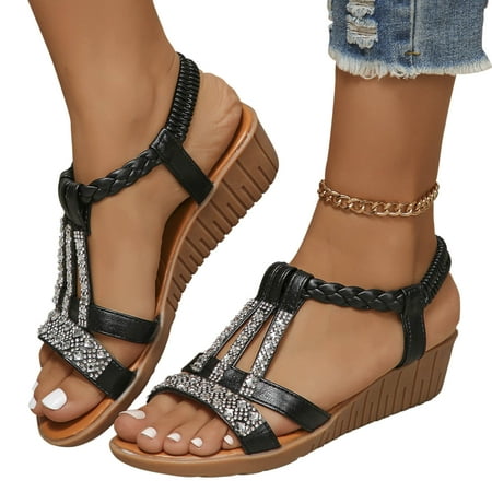Jacenvly 2024 New Women s Fish-Mouth Slip-On Slope Heel Shoes Casual Bohemian Rhinestone Roman Sandals Black Sandals for Women Clearance
Jacenvly 2024 New Women s Fish-Mouth Slip-On Slope Heel Shoes Casual Bohemian Rhinestone Roman Sandals Black Sandals for Women Clearance