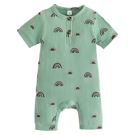 Uuszgmr Rompers For Kid Boys Girls Solid Color Round Neck Short Sleeve Rainbow Prints Romper Bodysuits Jumpsuit Green Size:12-18 Months
Uuszgmr Rompers For Kid Boys Girls Solid Color Round Neck Short Sleeve Rainbow Prints Romper Bodysuits Jumpsuit Green Size:12-18 Months