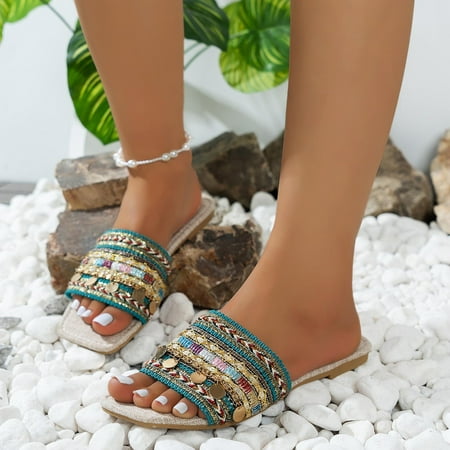 Womens Summer Flats Sandals Casual Beach Shoes Flat Wedges Bottomed Ethnic Style Sandals Bohemian Toe Sandals
Womens Summer Flats Sandals Casual Beach Shoes Flat Wedges Bottomed Ethnic Style Sandals Bohemian Toe Sandals