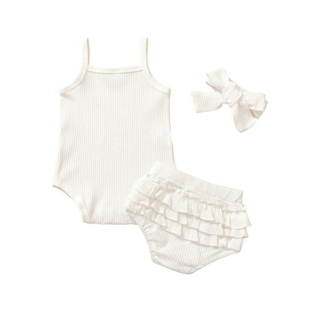Infant Girl 3Pcs Outfits Set Sleeveless Romper Tank Top Ruffle Shorts Headband
Infant Girl 3Pcs Outfits Set Sleeveless Romper Tank Top Ruffle Shorts Headband