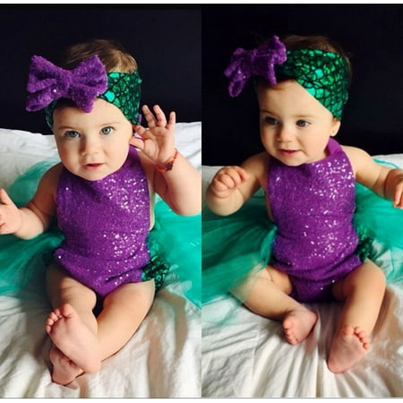 2PCS Sequin Baby Girls Mermaid Tulle Romper Bodysuit Headband Sunsuit Outfits Clothes
2PCS Sequin Baby Girls Mermaid Tulle Romper Bodysuit Headband Sunsuit Outfits Clothes