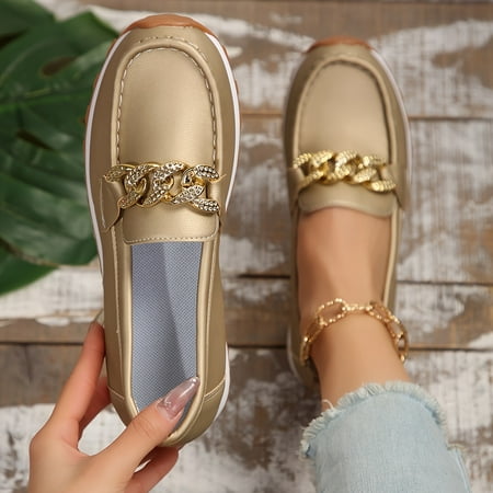 Women s Faux Leather Slip-On Comfort Walking Shoes Walking Shoes With Chain Ornament Casual Outdoor Camp Footwear
Women s Faux Leather Slip-On Comfort Walking Shoes Walking Shoes With Chain Ornament Casual Outdoor Camp Footwear