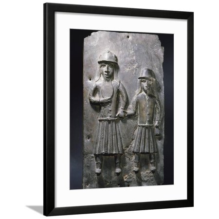 Brass plaque which decorated the palace of the Benin Obas, Benin City, Nigeria, 1575-1625 Framed Print Wall Art By Werner Forman
