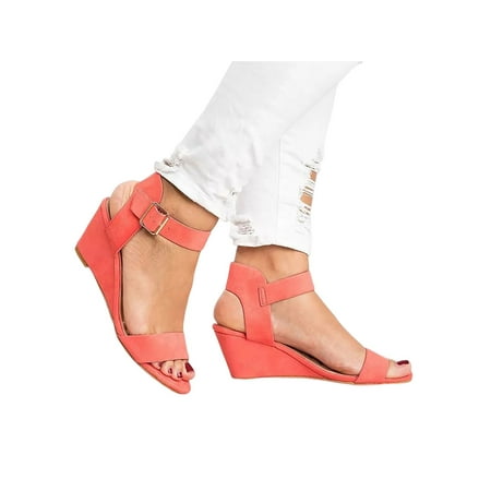 Sanviglor Women Wedge Sandals Ankle Strap Casual Shoes Beach Sandal Party Fashion Lightweight Comfort Summer Watermelon Red 4.5 
Sanviglor Women Wedge Sandals Ankle Strap Casual Shoes Beach Sandal Party Fashion Lightweight Comfort Summer Watermelon Red 4.5