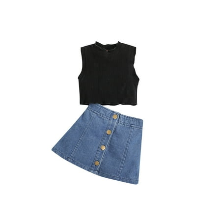 Sunisery Kids Toddler Girls Causal Summer Skirt Suit Solid Color Ribbed Tank Tops and A-line Style Skirt Outfits Black 6-7 Years
Sunisery Kids Toddler Girls Causal Summer Skirt Suit Solid Color Ribbed Tank Tops and A-line Style Skirt Outfits Black 6-7 Years