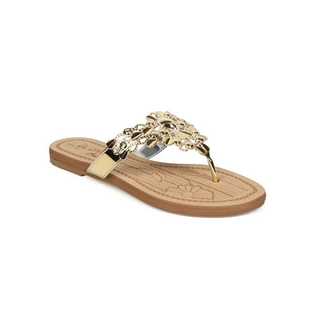 New Women DbDk Beach-9 Metallic Gem Boho Slip On Thong Sandal Size