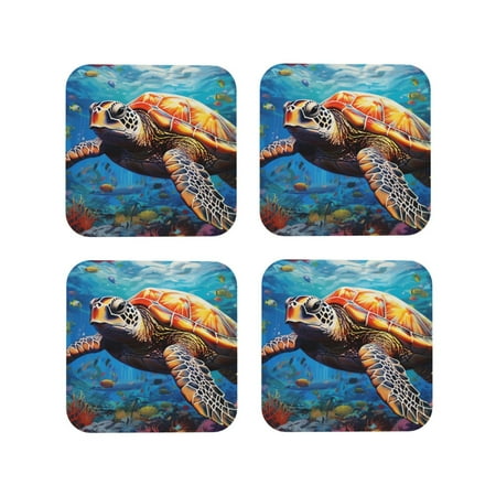 Leather Coasters with Heat-resistant for Drinks Colorful Underwater Sea Turtle Cup Coasters Cup Pad Mat for Tabletop Protection Coffee Table Office Desk and Housewarming Gift
Leather Coasters with Heat-resistant for Drinks Colorful Underwater Sea Turtle Cup Coasters Cup Pad Mat for Tabletop Protection Coffee Table Office Desk and Housewarming Gift