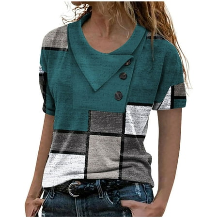 koaiezne 2022 Women Top Shirt Over Collar Short Sleeve Shirt Print Button Knited T Shirt Top Blouse under Scrub Shirts Cute Tops Women
koaiezne 2022 Women Top Shirt Over Collar Short Sleeve Shirt Print Button Knited T Shirt Top Blouse under Scrub Shirts Cute Tops Women