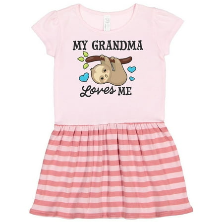 Inktastic My Grandma Loves Me with Sloth and Hearts Gift Toddler Girl Dress