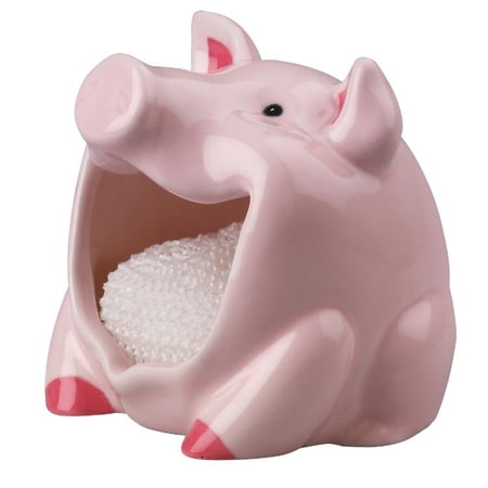 Boston Warehouse Pink Earthenware Pig Scrubby Holder