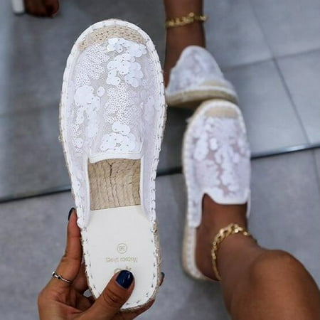 VKEKIEO Round Toe Cute Slippers Flat Heel Platform White