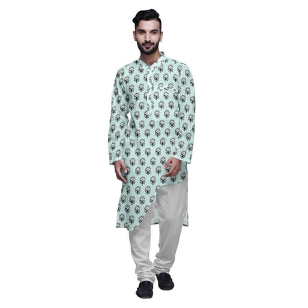 Atasi Printed Long Asymmetric Kurta Pajama Set For Men Party Wear Clothing