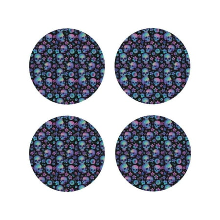 Leather Coasters Set of 4 - Skull pink flower blue Lightweight Non-Slip Drink Coasters for Desk Anti-Scalding Desk Cup Coasters for Office Table Decor Round Shape
Leather Coasters Set of 4 - Skull pink flower blue Lightweight Non-Slip Drink Coasters for Desk Anti-Scalding Desk Cup Coasters for Office Table Decor Round Shape