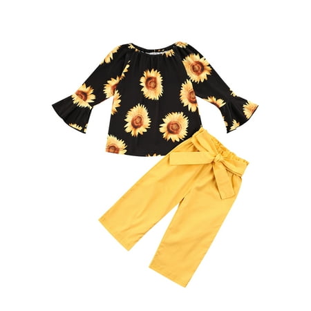 Yinyinxull 2Pcs Infant Baby Girls Autumn Clothes Sunflowers Printed Off Shoulder Flare Sleeve Tops Bowknot Pants Sets Black Yellow 6-12 Months
Yinyinxull 2Pcs Infant Baby Girls Autumn Clothes Sunflowers Printed Off Shoulder Flare Sleeve Tops Bowknot Pants Sets Black Yellow 6-12 Months