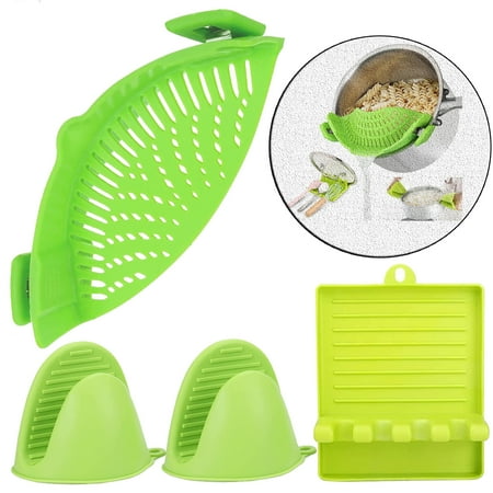 POINTERTECK 4PCS Kitchen Amenities Set--Clip on Strainer Fits Pots Pan Bowls Kitchen Strainer Lid Holder A Pair of Silicone Mini Oven Mitts for Kitchen Cooking Baking BBQ
POINTERTECK 4PCS Kitchen Amenities Set--Clip on Strainer Fits Pots Pan Bowls Kitchen Strainer Lid Holder A Pair of Silicone Mini Oven Mitts for Kitchen Cooking Baking BBQ