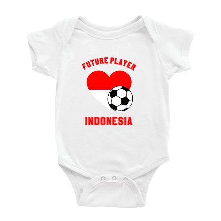 Future Soccer Player Indonesia Soccer Fan Baby Jumpsuits Newborn Clothes (White 3-6 Months)