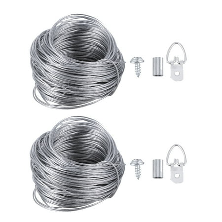 2 Sets Picture Frame Hanging Kit Picture Hanging Wire Ring Hanger Screws