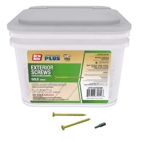 Grip-Rite 5030165 25 lbs No. 9 wire x 2.5 in. PrimeGuard Plus Star Flat Head Deck Screws
Grip-Rite 5030165 25 lbs No. 9 wire x 2.5 in. PrimeGuard Plus Star Flat Head Deck Screws