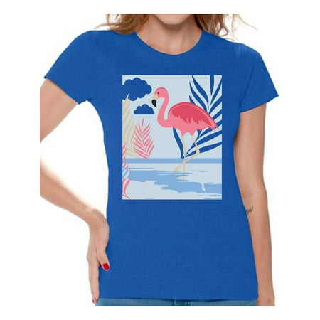 Awkward Styles Beach Party Womens T-Shirt Pink Flamingo Tshirt for Women Summer Gifts for Girlfriend Pink Flamingo Shirts Flamingo Clothing Collection for Women Summer T Shirt for Her Cute Shirt