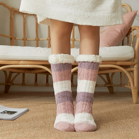 LINMOUA Christmas Women Cotton Socks Print Thicker Floor Socks Carpet Socks