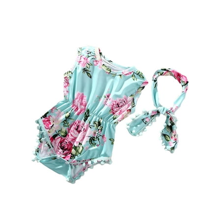 ZAXARRA Adorable Baby Girl Floral Bodysuit Romper Sunsuit