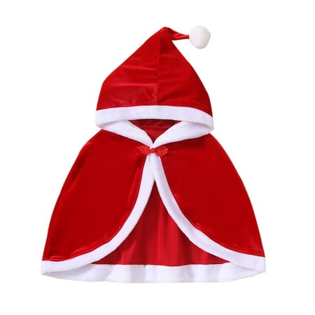 MERSARIPHY Baby Christmas Cloak Fuzzy Splicing Hooded Long Sleeve Fleece Cape