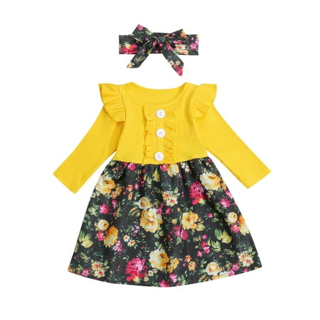 Sunisery Toddler Baby Girl Fall Winter Dress Ruffle Long Sleeve Knitted Ribbed Floral Princess Outfits Yellow 2-3 Years
Sunisery Toddler Baby Girl Fall Winter Dress Ruffle Long Sleeve Knitted Ribbed Floral Princess Outfits Yellow 2-3 Years
