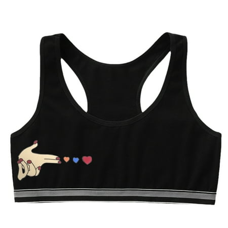 Teens Girls Cotton Training Bra Cute Cartoon Finger Heart Printed Wirefree Underwear Puberty Double Layer Wide Straps Racerback Sports Bralette
Teens Girls Cotton Training Bra Cute Cartoon Finger Heart Printed Wirefree Underwear Puberty Double Layer Wide Straps Racerback Sports Bralette