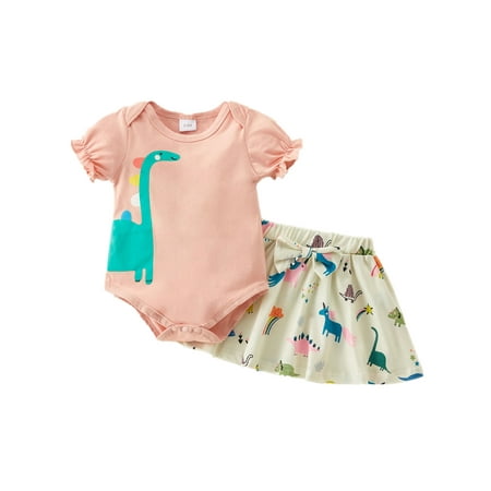 Bagilaanoe 0-18M Baby Girl Clothing Cartoon Dinosaur Print Round Neck Short Sleeve Romper Tops+A-line Skirt Summer Outfits Set
Bagilaanoe 0-18M Baby Girl Clothing Cartoon Dinosaur Print Round Neck Short Sleeve Romper Tops+A-line Skirt Summer Outfits Set