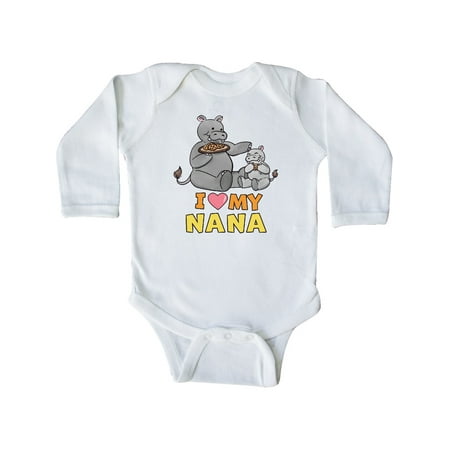 Inktastic I Love My Nana Hippos Gift Baby Boy or Baby Girl Long Sleeve Bodysuit
