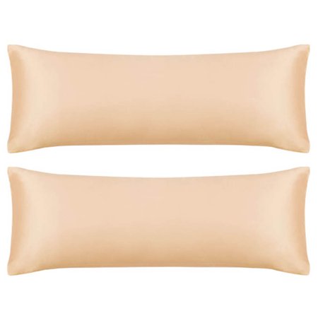 2 Pack Satin Champagne Body Pillow Cover 20x48inch Long Pillowcases