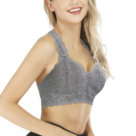 Junlan Lace Racerback Bralette Padded for Women Deep V Neck Crop Top Wireless Bra(Gray M)
Junlan Lace Racerback Bralette Padded for Women Deep V Neck Crop Top Wireless Bra(Gray M)